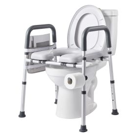 Raised Toilet Seat with Arms, 400 lbs Load Capacity, Adjustable Height and Width